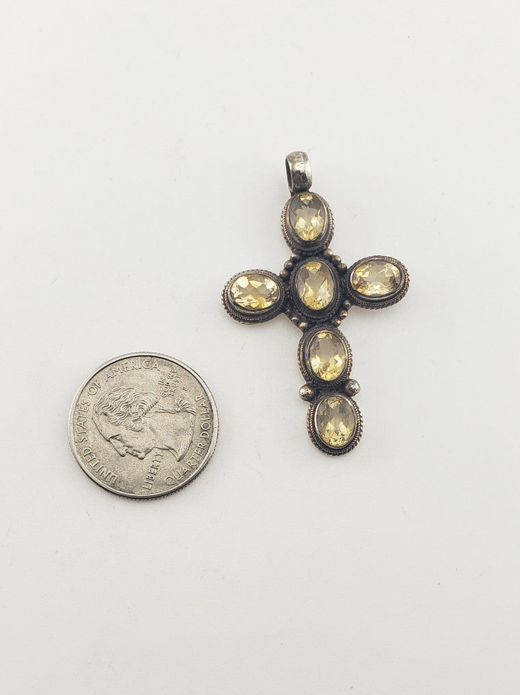 SS Citrine Cross Pendant