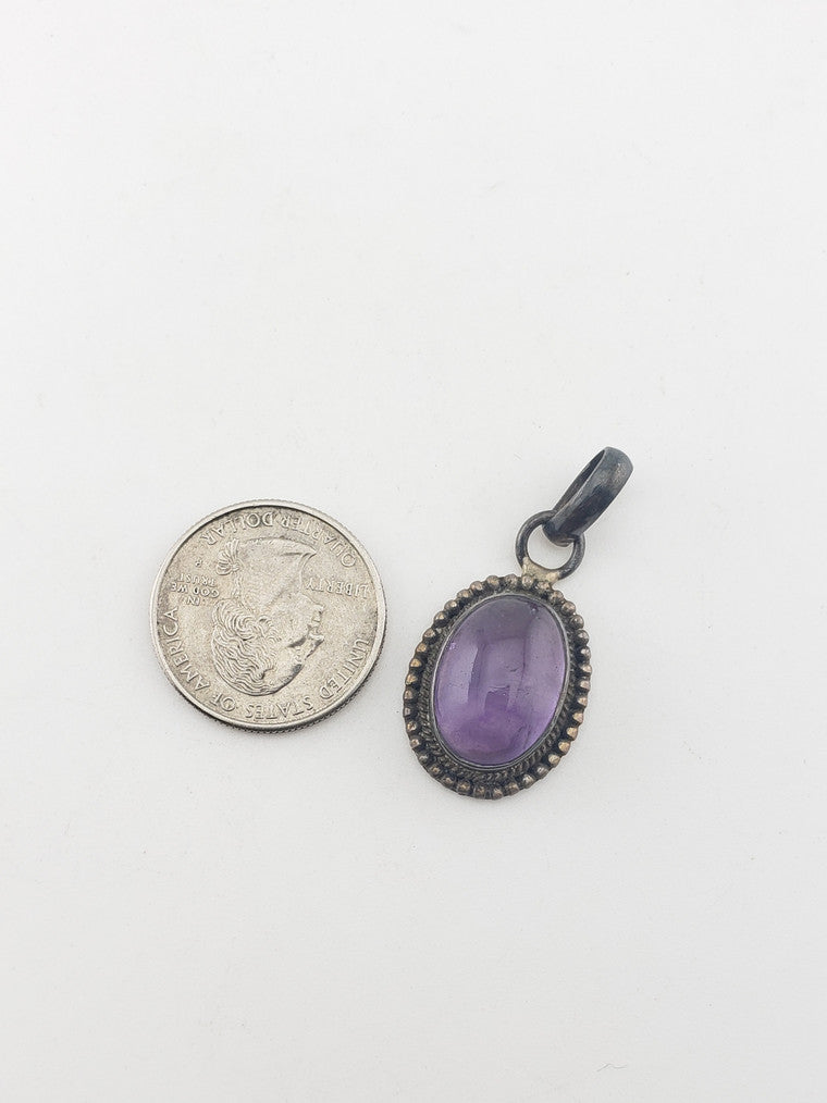 SS Cabochon Amethyst Pendant