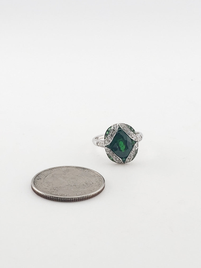 Tsavorite Garnet & Diamond Ring
