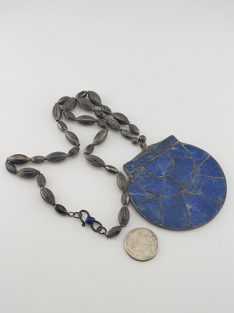 SS Bead w/ Lapis Pendant