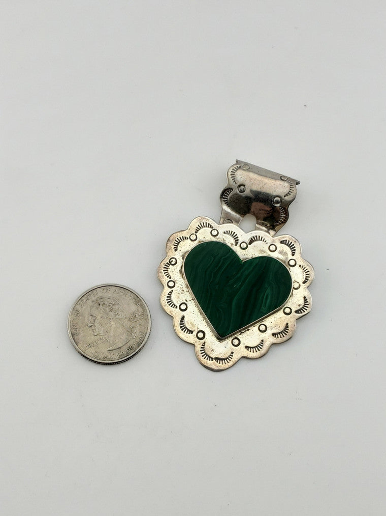SS Malachite Heart Pendant