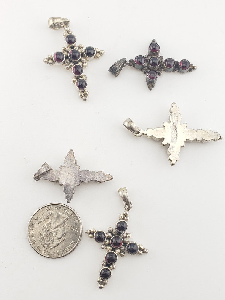 SS Garnet Cross Pendant #3