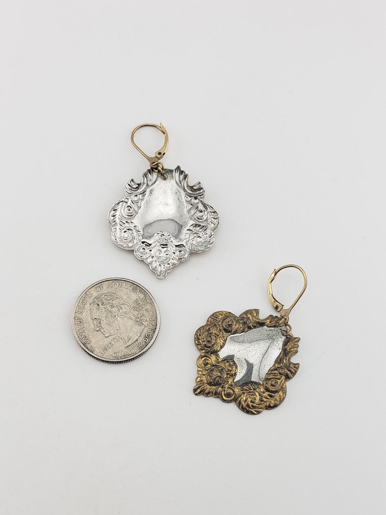 SS & Vermeil Frame Leverback Earrings