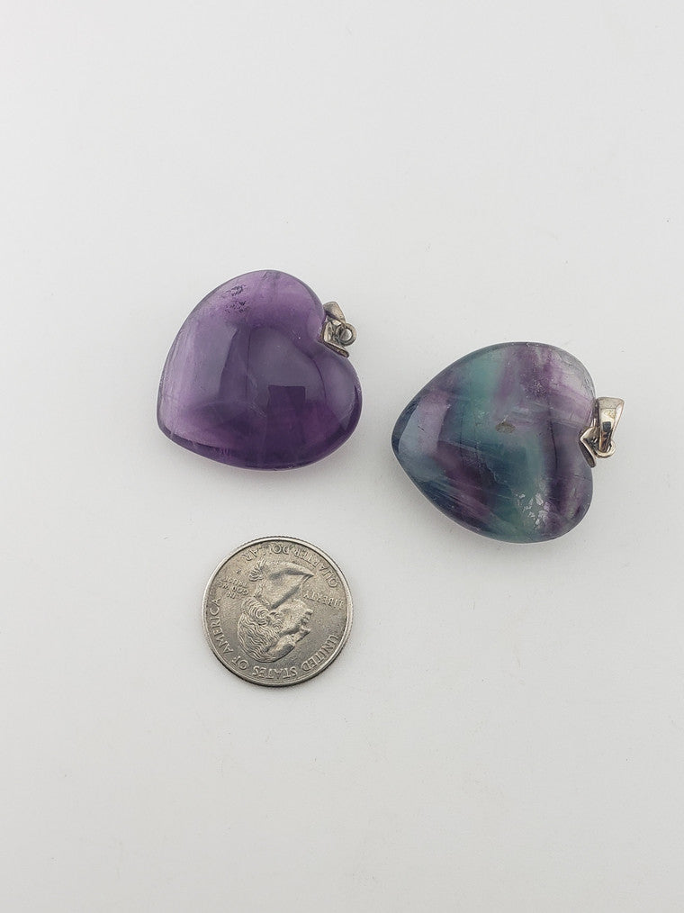 Fluorite Heart Pendant w/ ss Bail