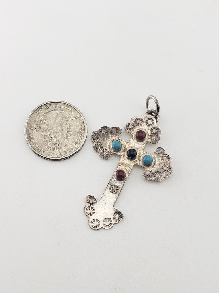 SS Cross w/ Enamel Pendant