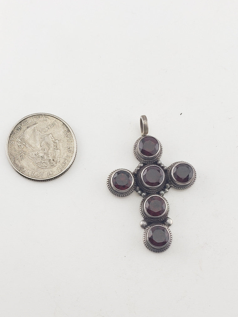 SS Garnet Cross Pendant #6