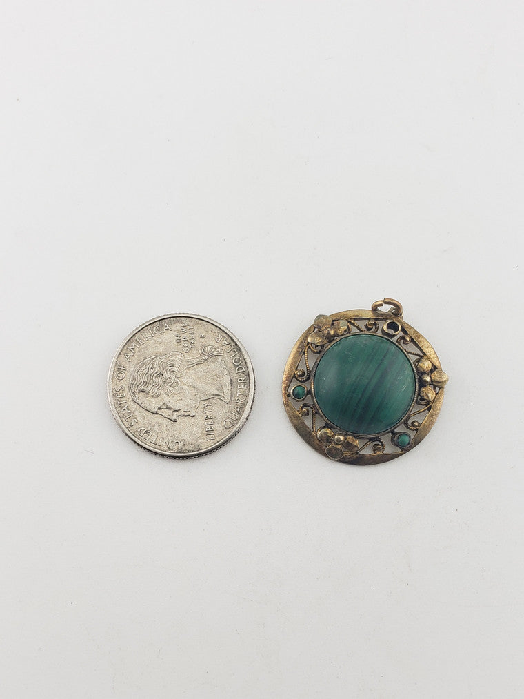 SS Malachite w/ Gold Plate Pendant