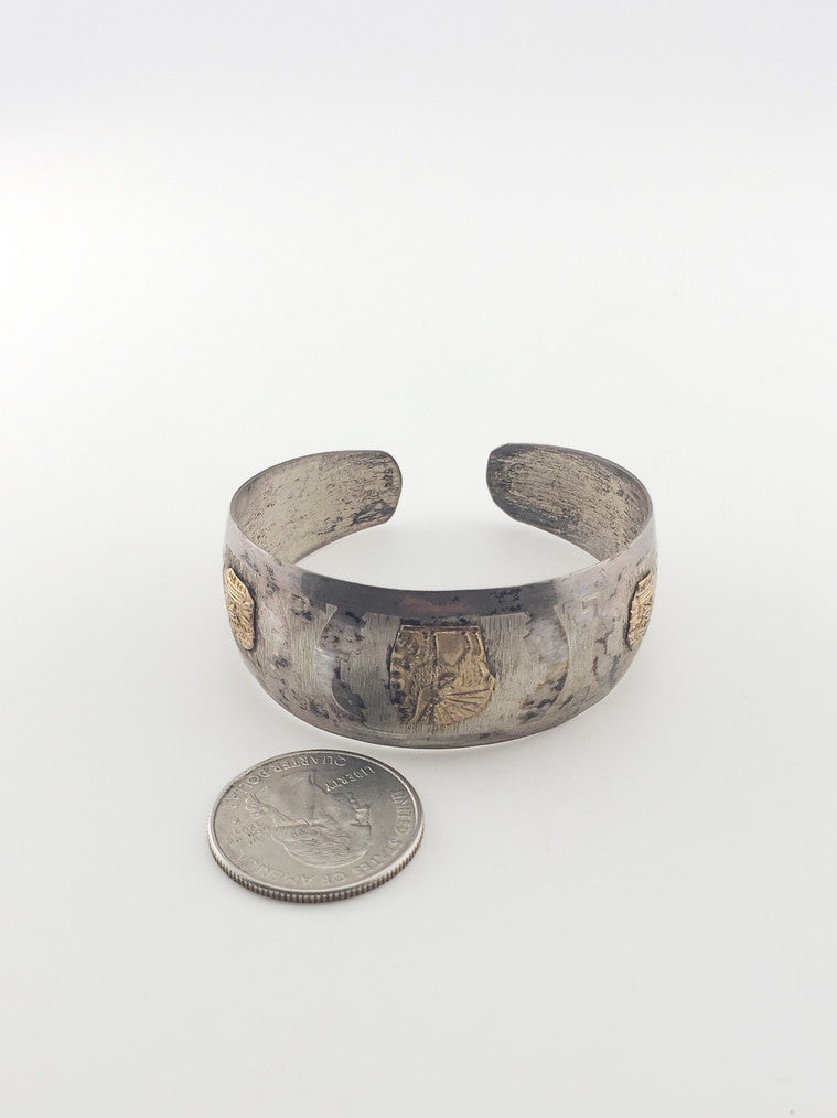 SS w/ Gold Plate “Story Panel” Bracelet Cuff