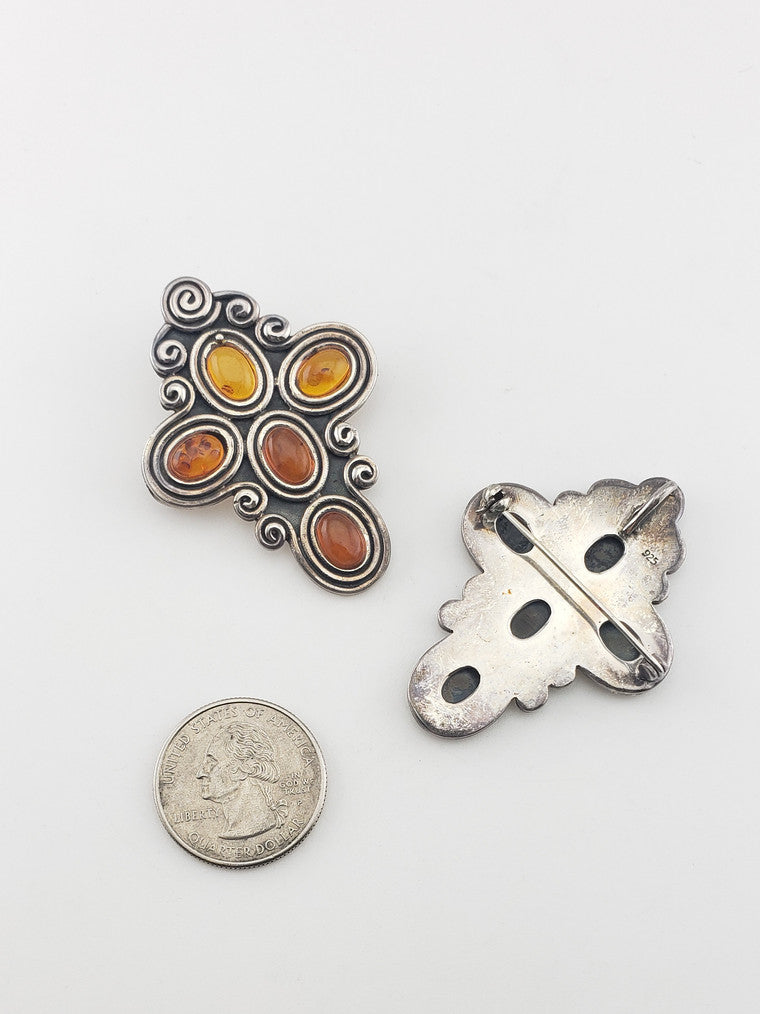 SS Vintage Obsidian Cross Pendant