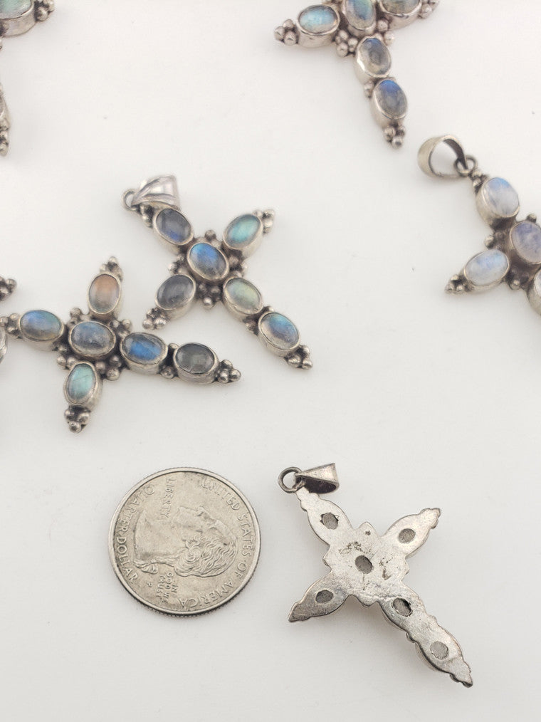 SS Moonstone Cross Pendant #2