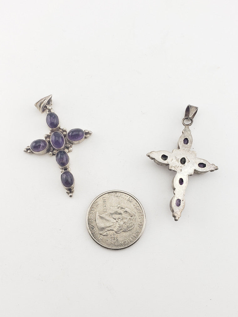 SS Amethyst Cross Pendant #2