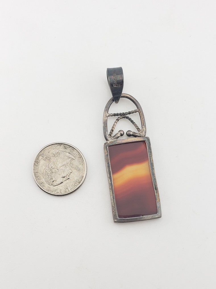 SS Rectangle Carnelian Pendant