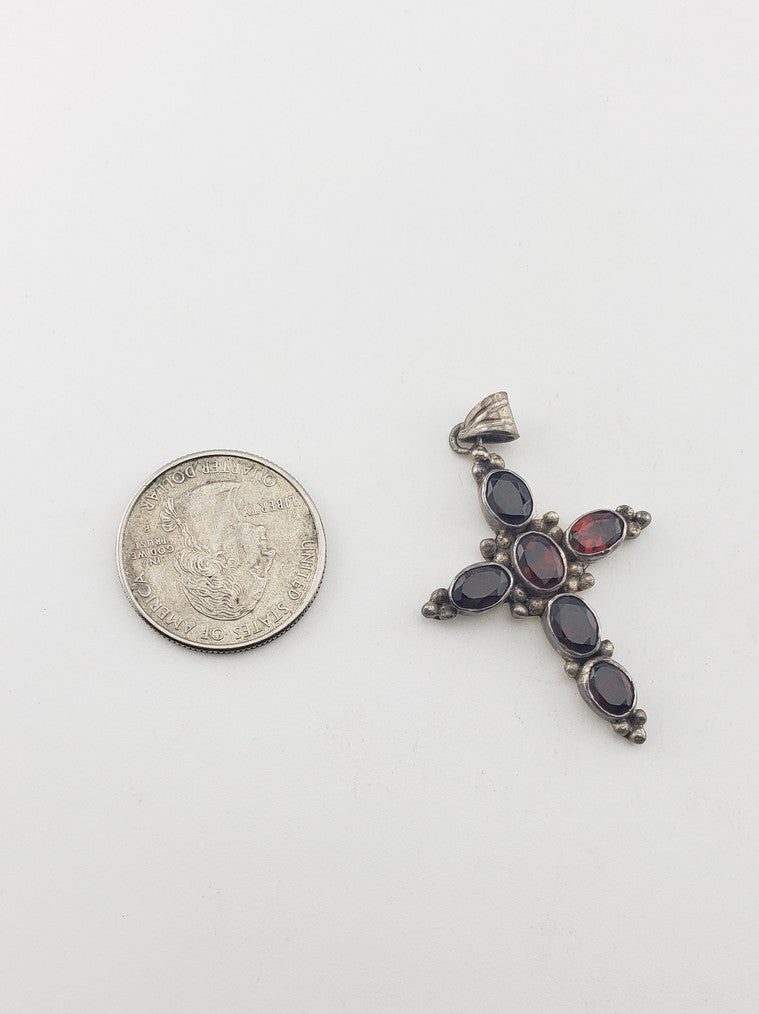 SS Garnet Cross Pendant #7