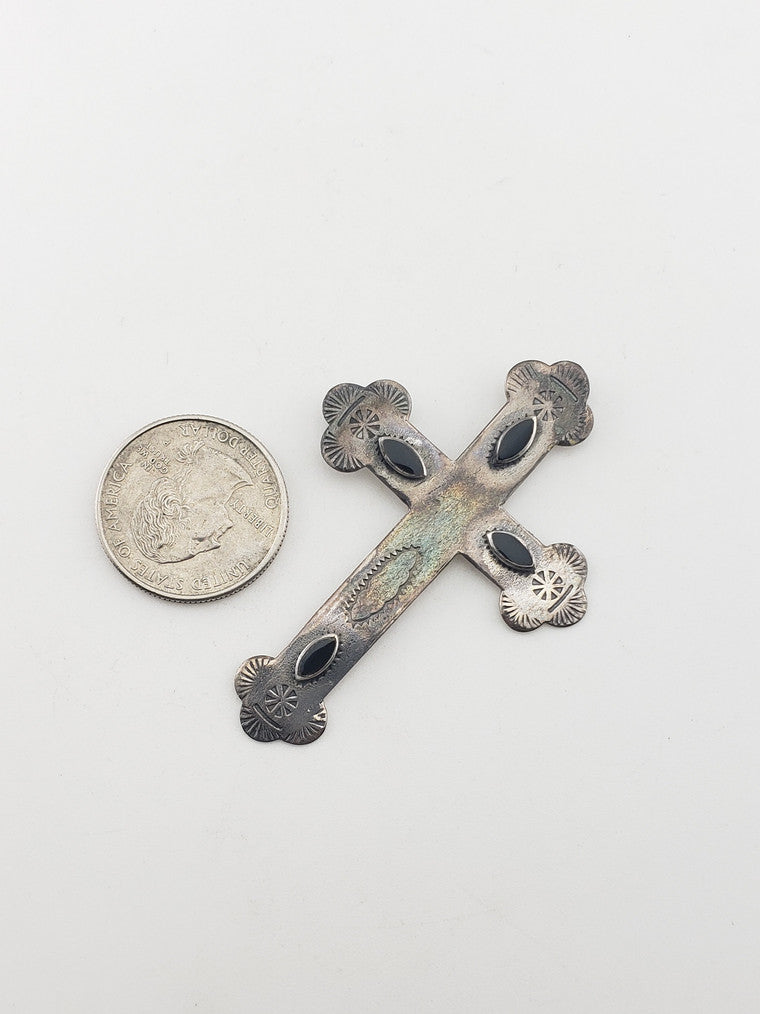 SS Onyx Cross Pendant