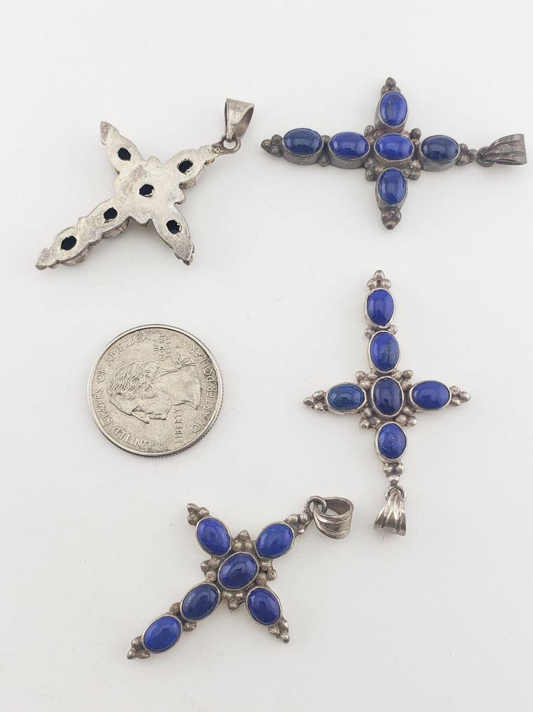 SS Lapis Cross Pendant