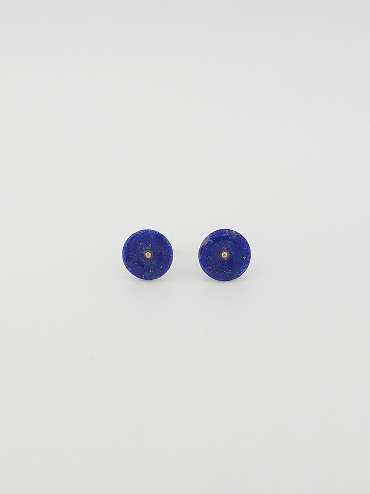 Round Lapis Earring Studs