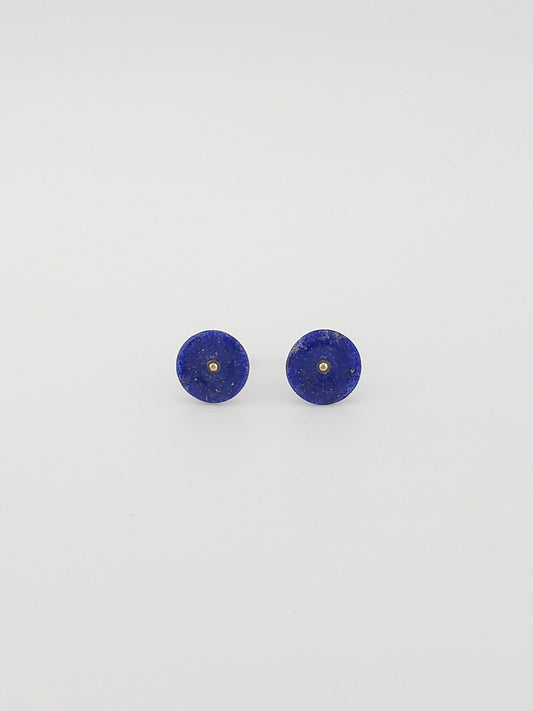 Round Lapis Earring Studs