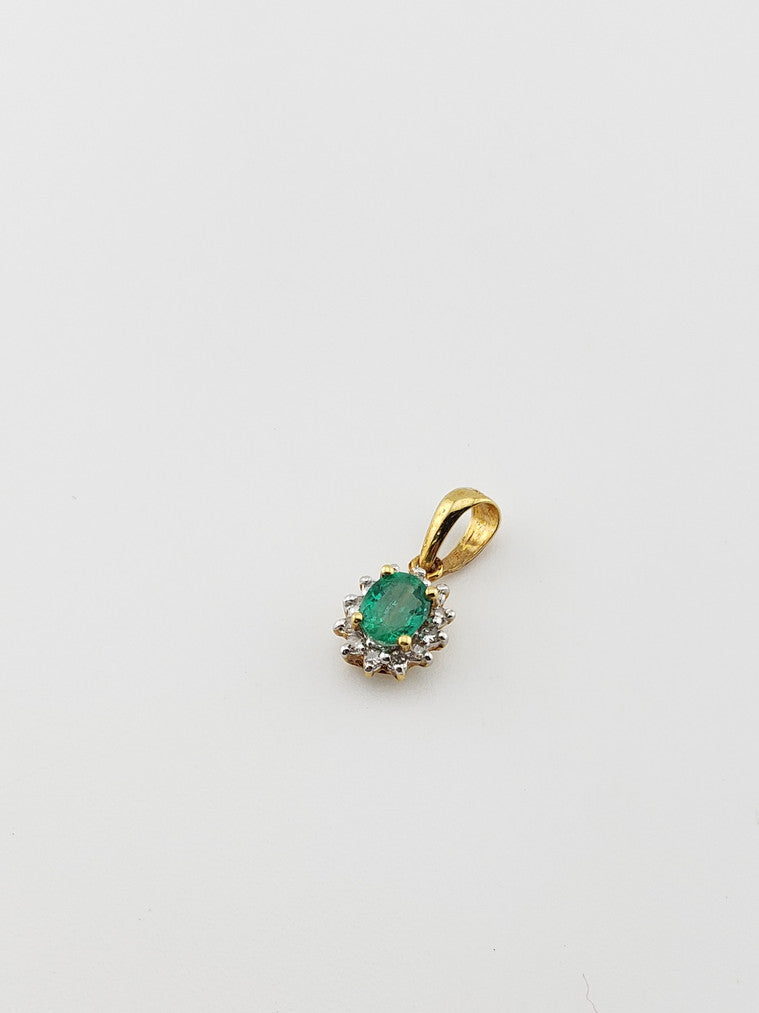 Tiny Emerald and Diamond Charm