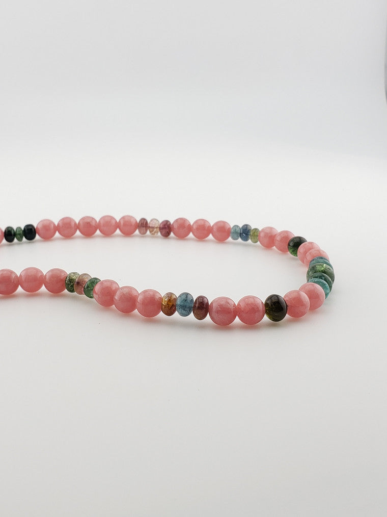 Rhodochrosite & Tourmaline Strand 22"