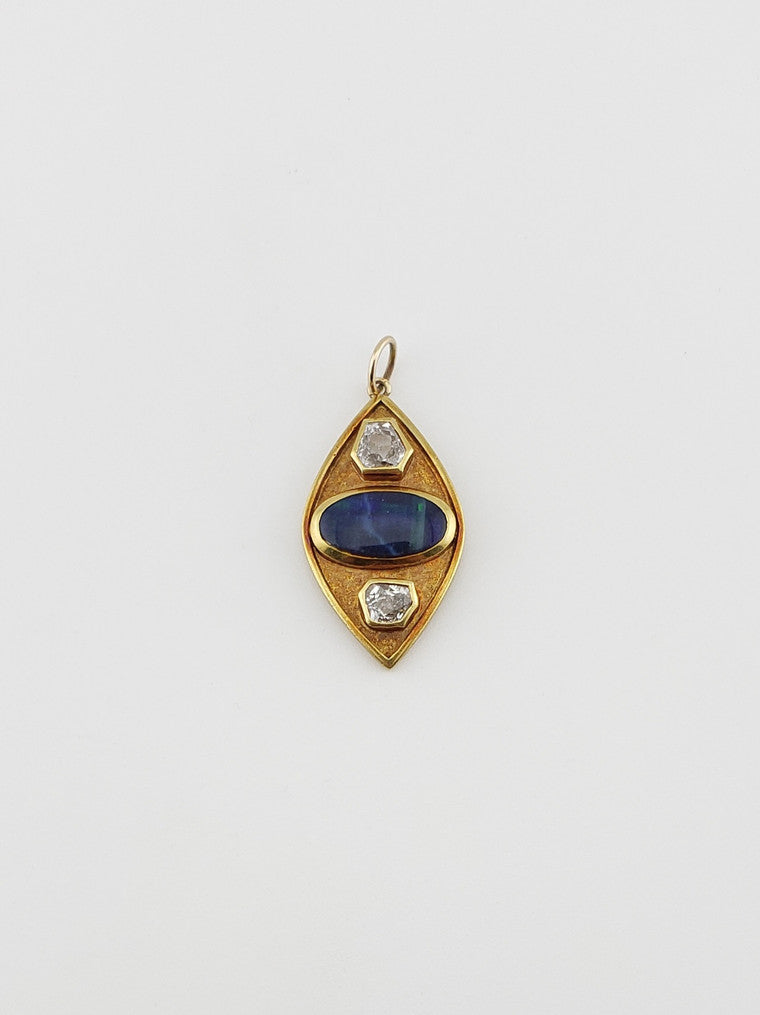 Boulder Opal & Diamond Pendant