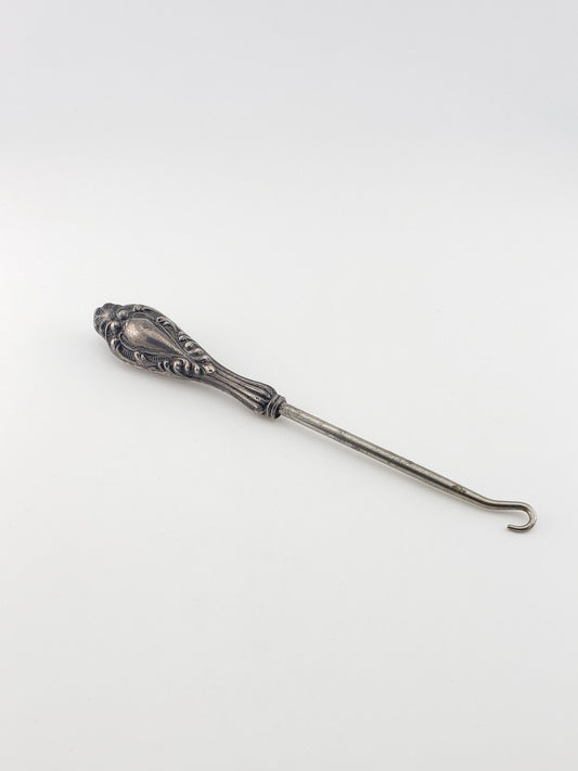 Antique Shoe Button Hook- Sterling Handle