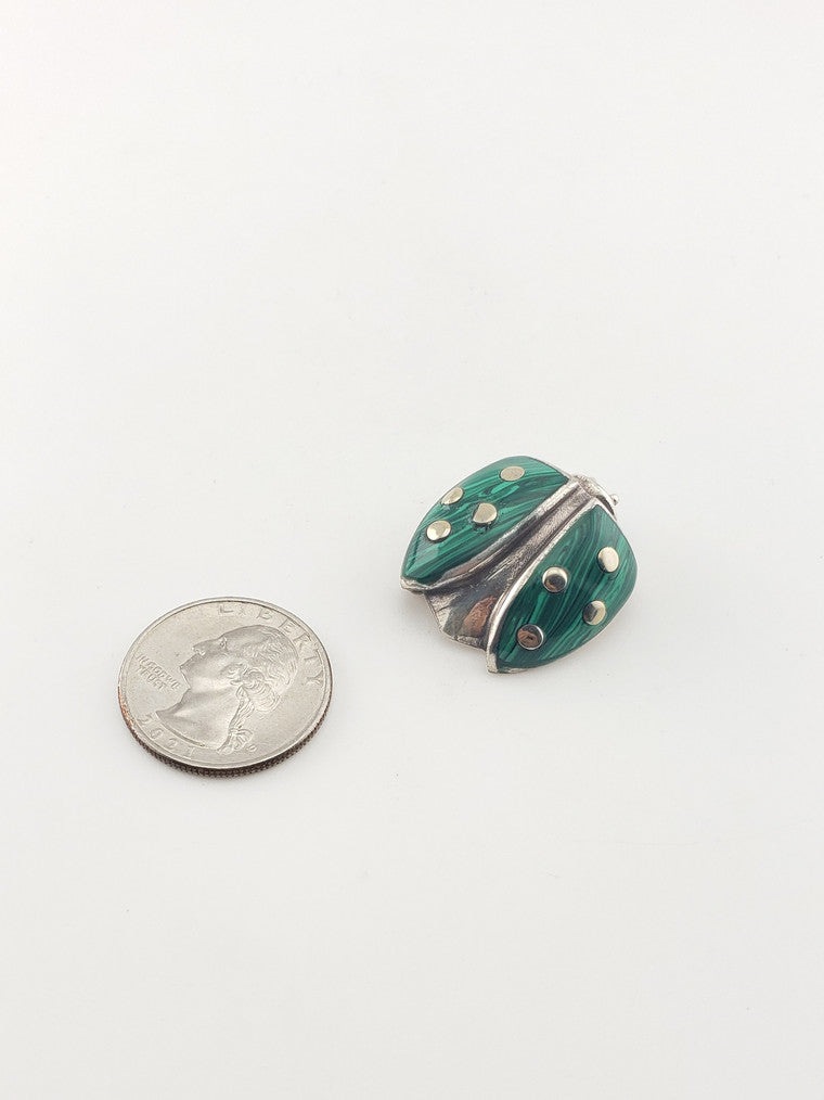 Malachite Ladybug Pin