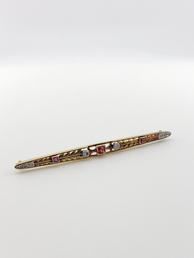 Ruby and Diamond Bar Pin