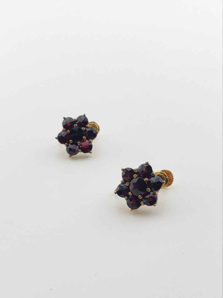 Garnet Cluster Flower Screwback