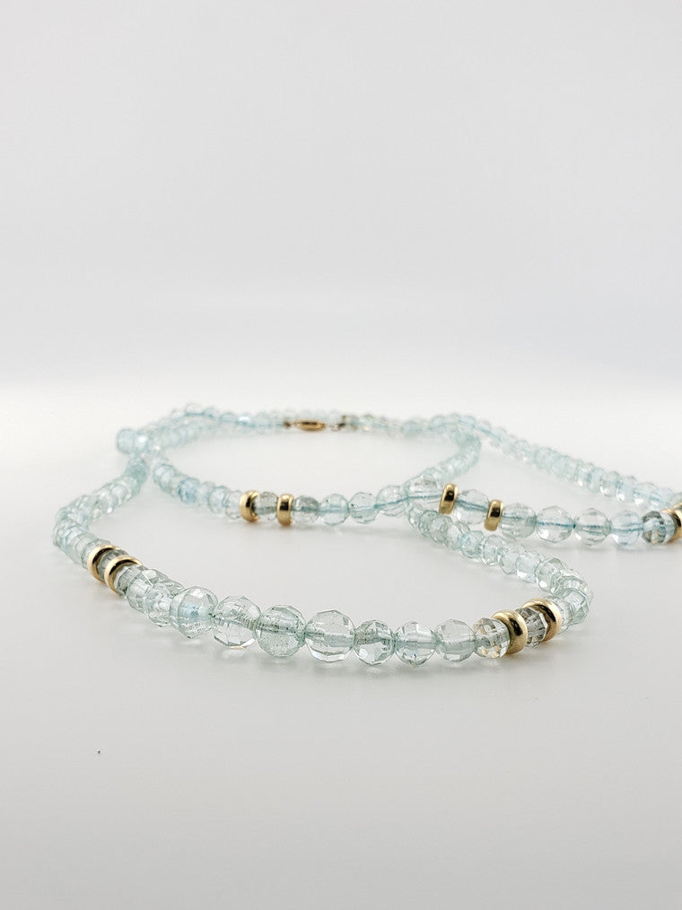 Aquamarine Faceted Bead Necklace