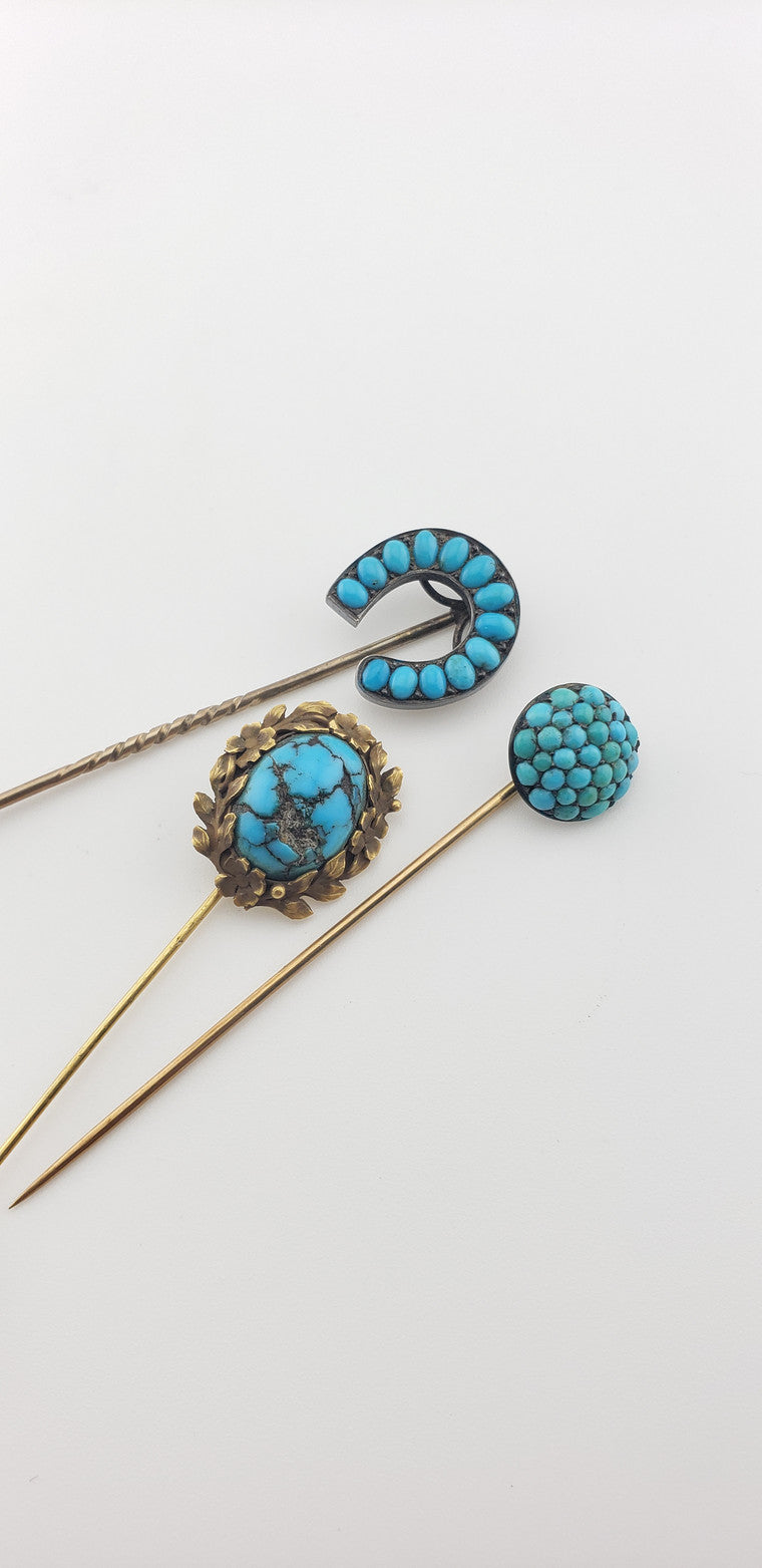 Georgian Turquoise Cluster Stickpin