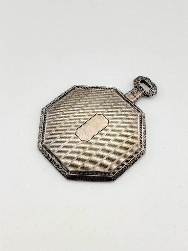 Silver Art Deco Purse Mirror