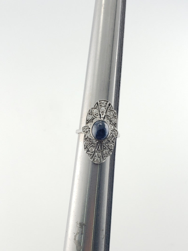 Art Deco Sapphire + Diamond Ring