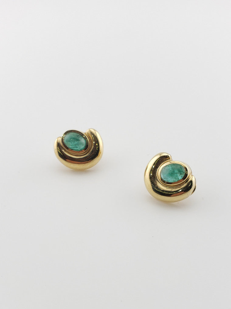 Emerald Cabochon Earrings