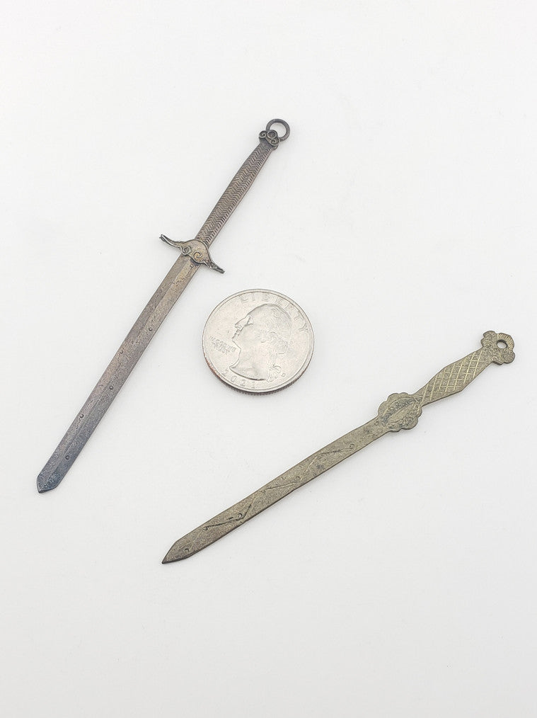 Antique Silver Mini Sword Set