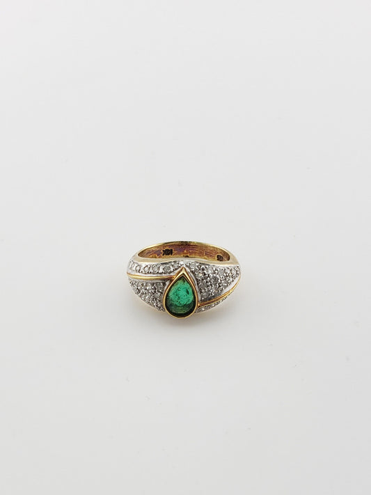 Pear Emerald and Diamond Ring