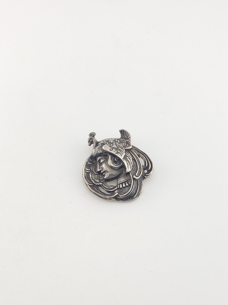 SS Art Deco Nouveau Peacock Lady Pin