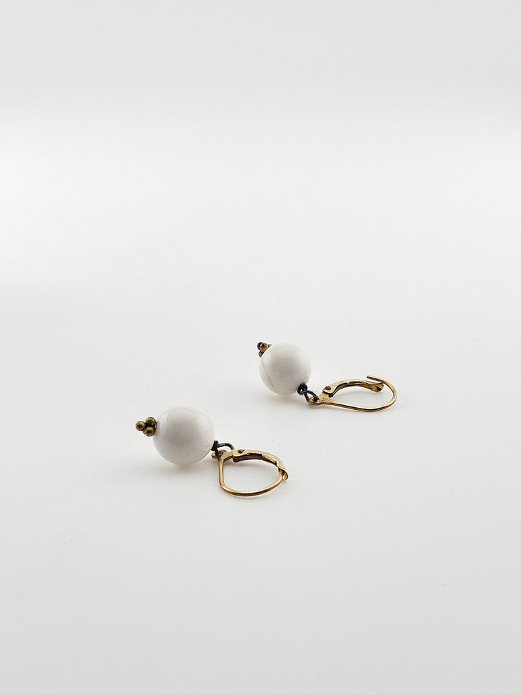 GF White Jade Earrings