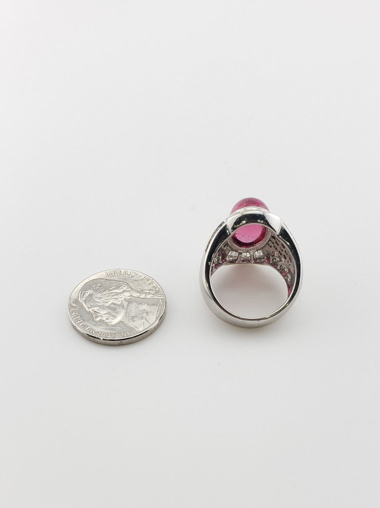 Pink Tourmaline Cabochon Ring