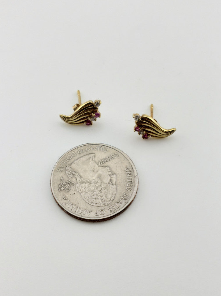 Ruby + Diamond Studs