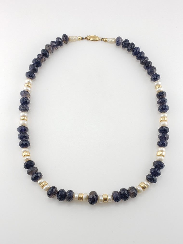 Faceted Iolite Bead Necklace