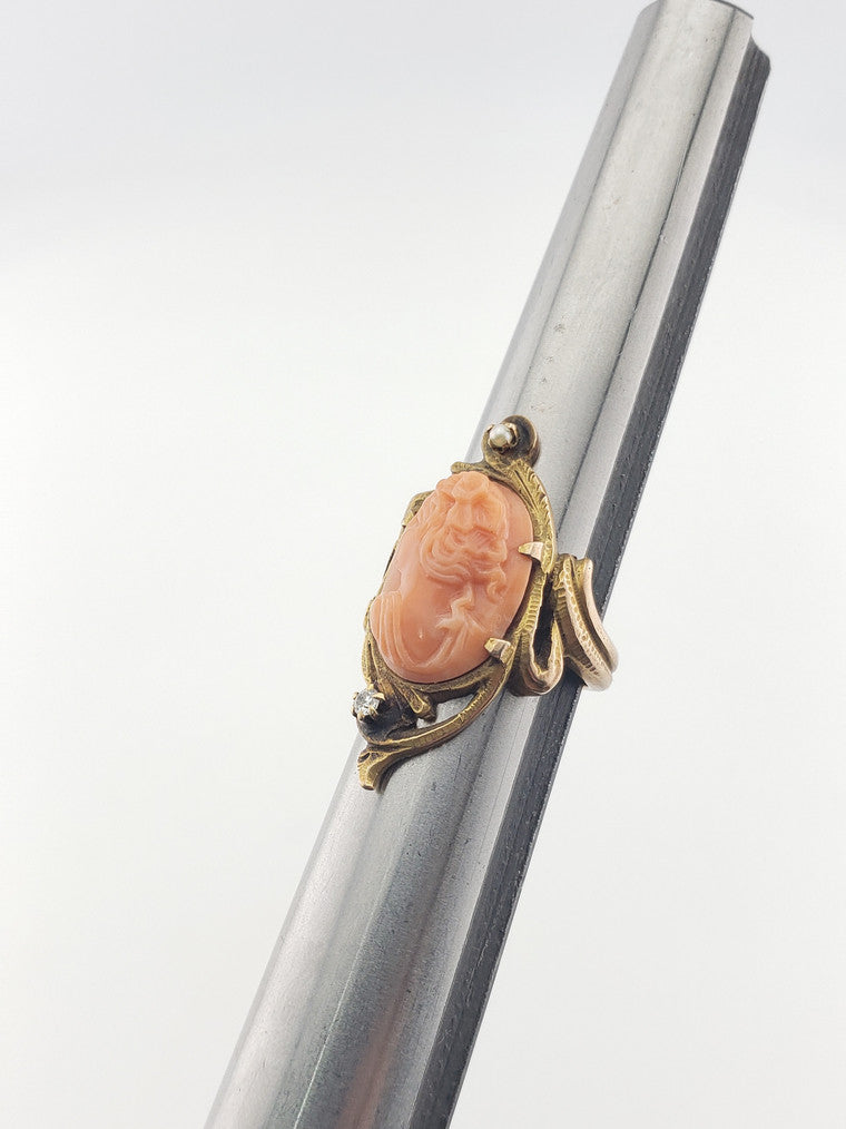 10k Coral Cameo Ring