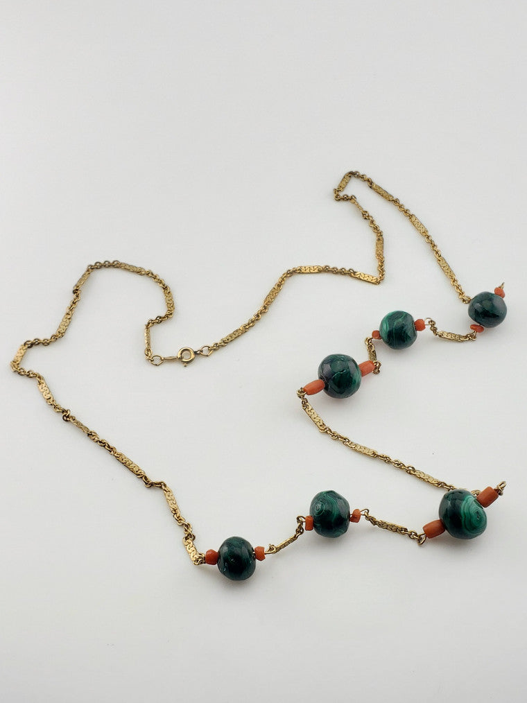 Gf Malachite Bead Necklace