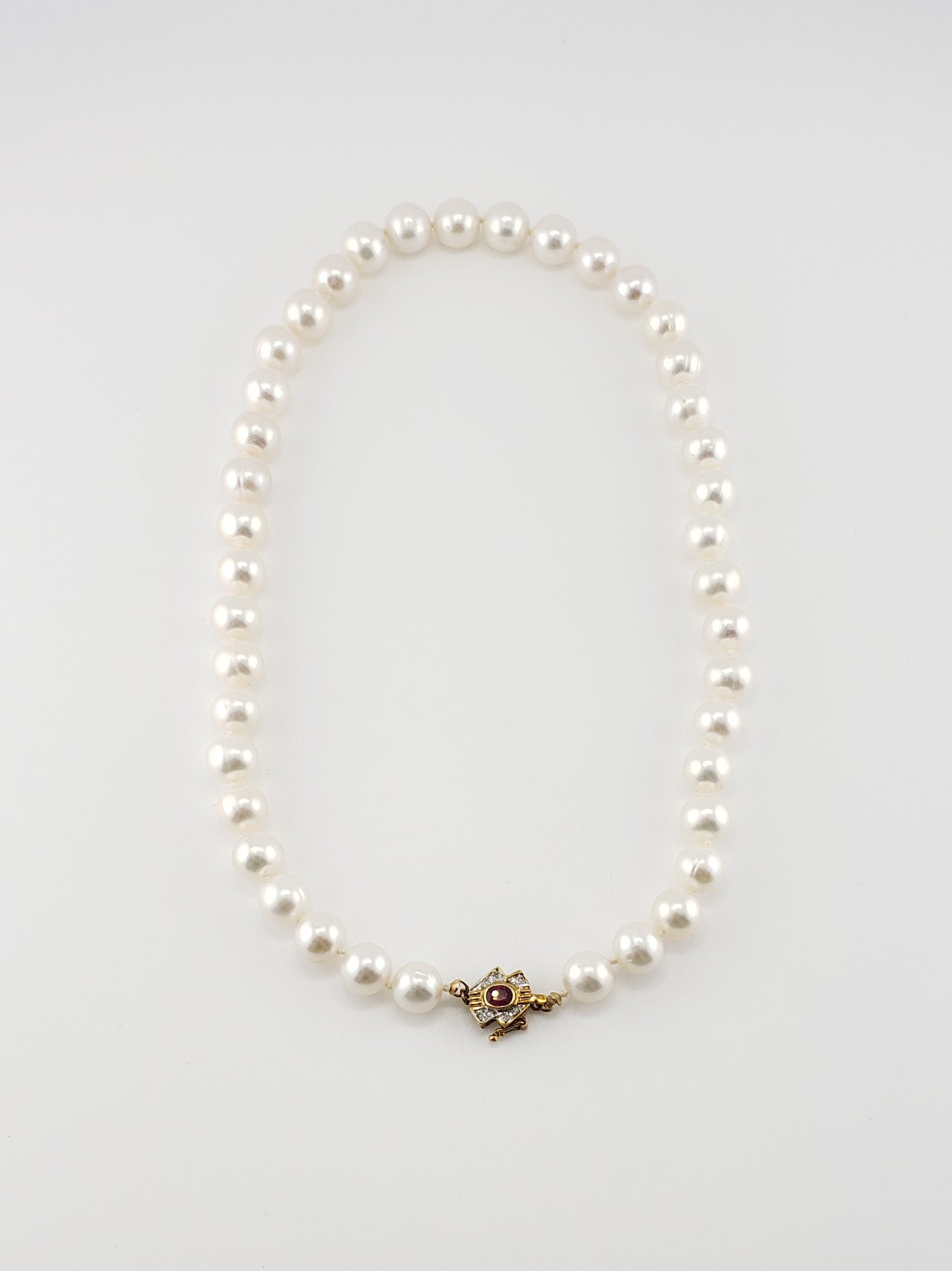 Pearl Strand #44- Ruby Clasp