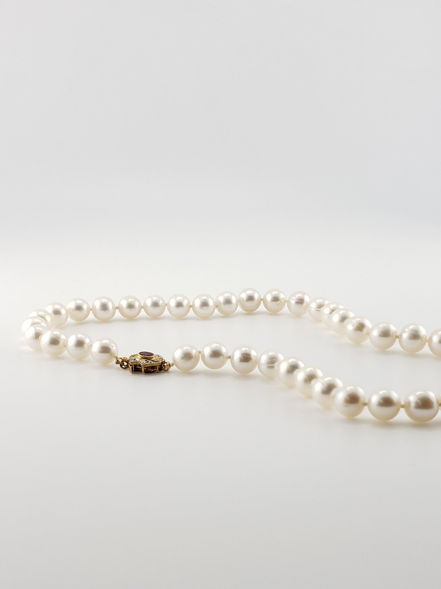 Pearl Strand #44- Ruby Clasp