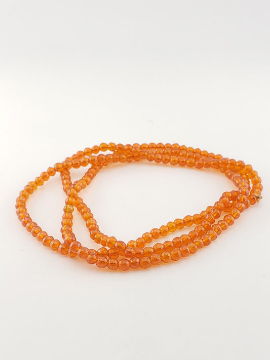 Orange Crackle Glass Bead Strand