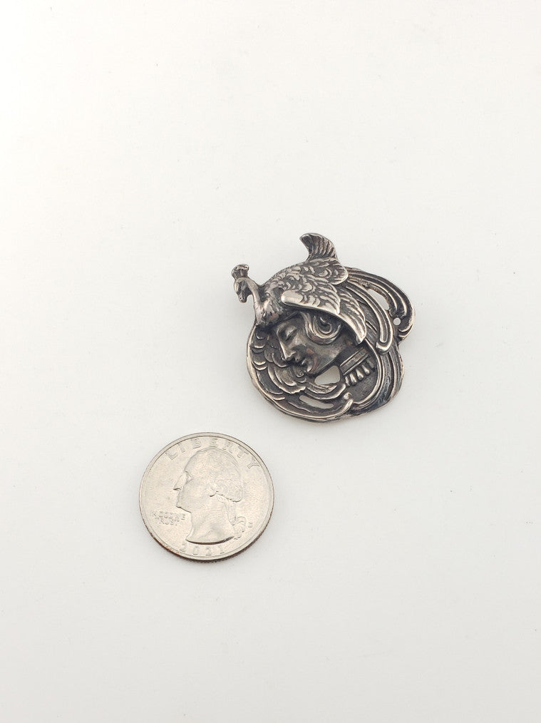 SS Art Deco Nouveau Peacock Lady Pin