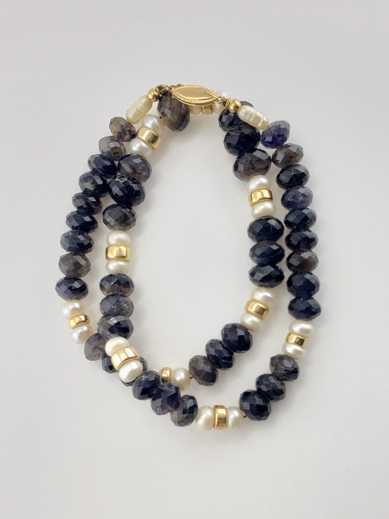 Faceted Iolite Bead Necklace