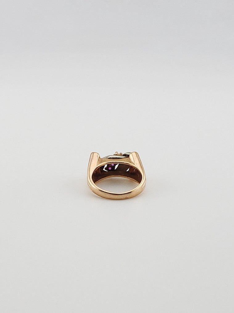 Two Tone Twisted Ruby Ring