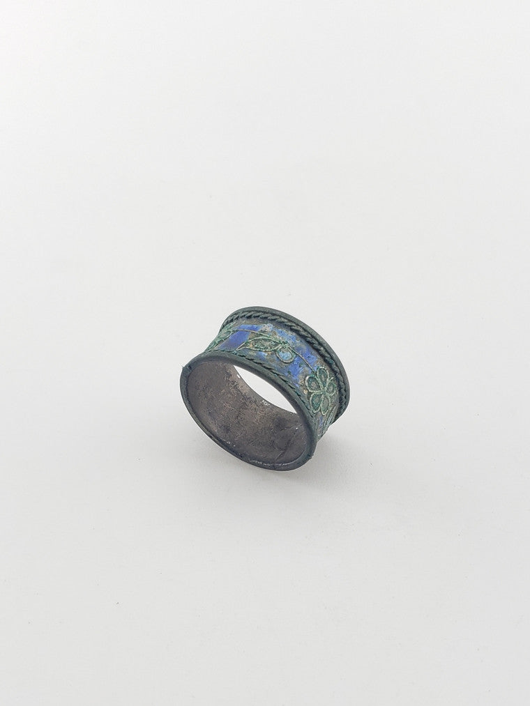 Old Enamel Flower Ring