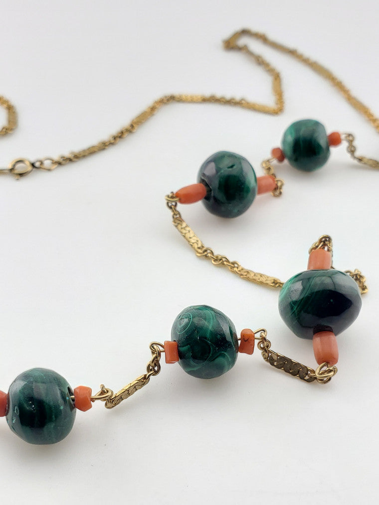 Gf Malachite Bead Necklace